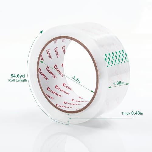 Comix Clear Packing Tape Refills,Heavy Duty,12 Rolls,1.88" x 54.6 yd - size: W-1.88"