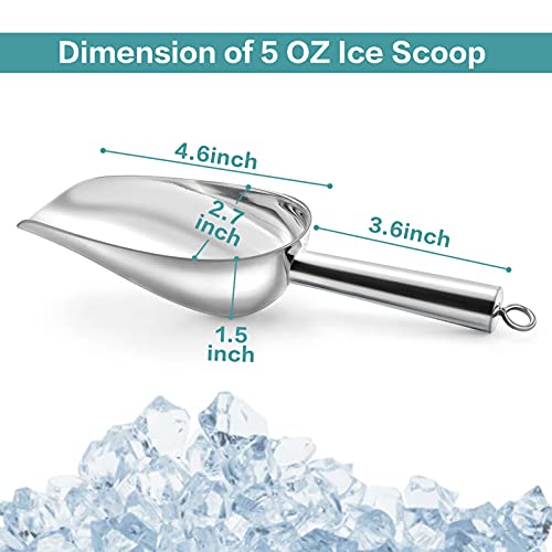 TeamFar Stainless Steel Ice Scoop, 5 Ounces Small Metal Food Candy Scoop - size: 5 oz