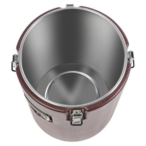 40L/10.57 Gal Insulated Soup Carrier, Stainless Steel Insulated Soup Container Bucket Hot & Cold Thermal Bucket with Lid Commercial Food Warmer for Parties Picnics Cafes Restaurants - color: Brown, size: 40L/10.57 Gal