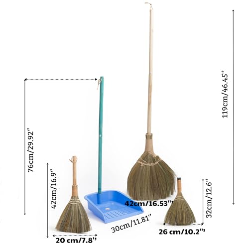 Broom and Dustpan Set for Home, Set of 3 Brooms - Broomstick for House, Garage, Office, Lobby Room, Kitchen - style: Combo 3