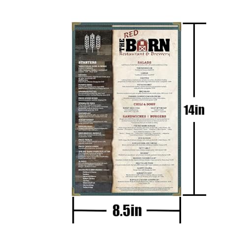 Goodsmart Pajco Style Restaurant Menu Covers – Pack of 10, Side-Loading Menu Holders, Single Stitched Edge, Clear Vinyl Menu Sleeves, Leatherette Trim, Gold Corners, Green, 1 View (8.5" x 14") - color: Green, size: 1 View - 8.5" x 14"