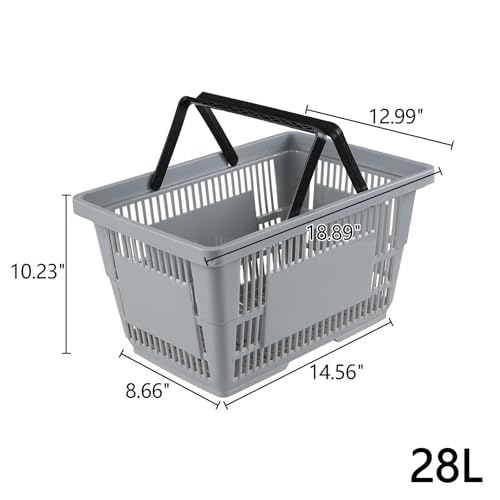 28L 6 Pcs Plastic Shopping Baskets with Handles