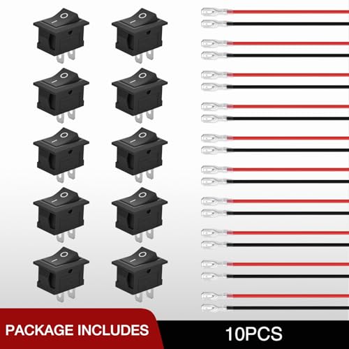 Nilight 10PCS Mini ON/Off Rocker Switch 2 Pin SPST - color: 10PCS Mini ON/Off Switch