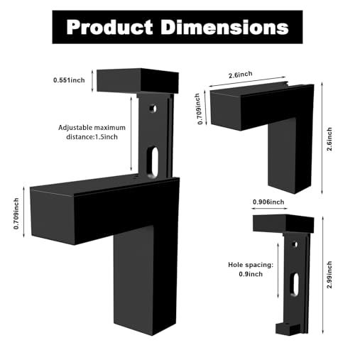 Adjustable Glass/Wood Shelf Brackets 6 Pcs Heavy Duty Zinc Alloy Clamp Holders for 3~28mm Thickness, Wall Mount Support for Bathroom Kitchen Garden, Rust Resistant - color: Black, size: 6 Pieces