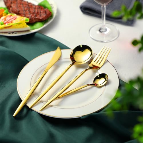 Yaomiao 400 Pcs Gold Stainless Steel Silverware Flatware Set for 100 Guest