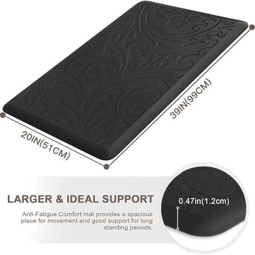 Kitchen Mat Cushioned Anti-Fatigue Comfort Standing Mat Rug for Home,Office - color: Black, size: 1'8" x 3'3" (Rectangular)