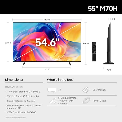 Samsung 55-Inch Class M70H Series, Mini LED, 4K, Smart TV, 2026 Model - size: 55 Inch