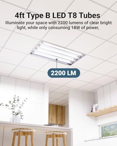 Sunco 10 Pack 4 Foot T8 LED Tube Light Bulbs, 18W, 6000K, Ballast Bypass - size: 10 Pack