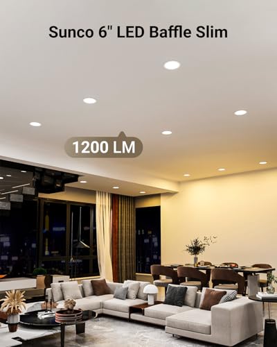 Sunco 24 Pack 6 Inch Canless LED Recessed Lights, 5CCT, 14W, Dimmable - size: 6"