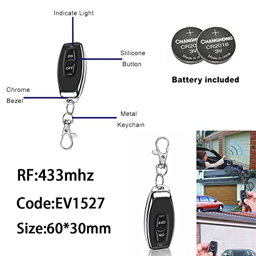 Smart Home 433MHz Universal Mini Wireless RF Remote Control Switch DC 5V 6V 9V 12V Electromagnetic Lock Fingerprint Lock Relay Output Control Module (Latching-1 Switch)