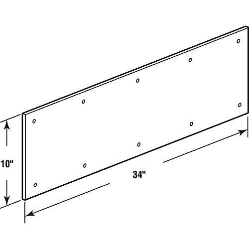 Prime-Line MP4839 Door Kick Plate, 10 In. x 34 In., Satin Nickel Aluminum (Single Pack)