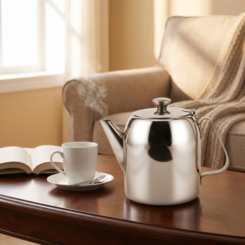 EVGATSAUTO Stainless Steel Coffee Pot, 32 oz (850 mL) Thermal Teapot & Kettle for Hot or Cold Beverages – Ideal for Hotel, Restaurant, Office, and Home Use - size: 0.9 Quarts