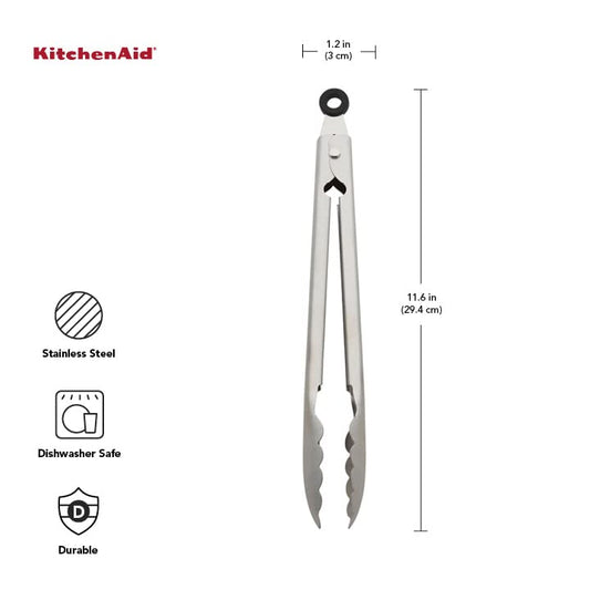 KitchenAid Stainless Steel Utility Tongs, 12 Inch - color: Stainless Steel, size: 11.6 Inches