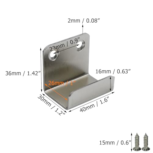 Coshar 10Pcs Stainless Steel Hanger Bracket for Tile Billboard - size: 25mm Inner Width(Silver)