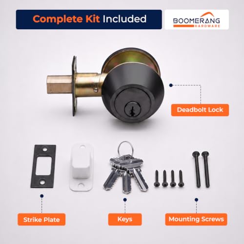 Boomerang DB7431 Heavy-Duty Designer Commercial Deadbolt Lock, 6-Pin - color: Matte Black (US19), style: 6 Pin Cylinder