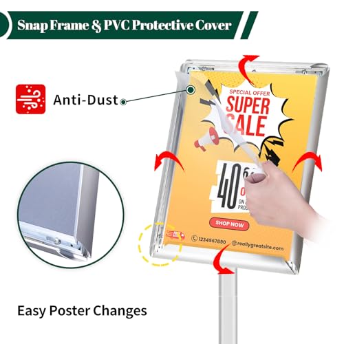 3 Pack Heavy Duty Pedestal Sign Holder 11 x 17" Floor Standing Sign Holder - color: Silver, size: 11x17in-3p