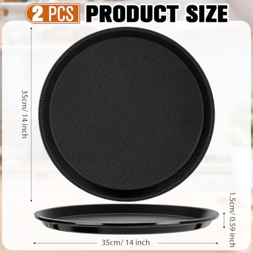 Zopeal 2 Pcs Bar Service Tray Round Plastic Non Slip,14" - size: 14"