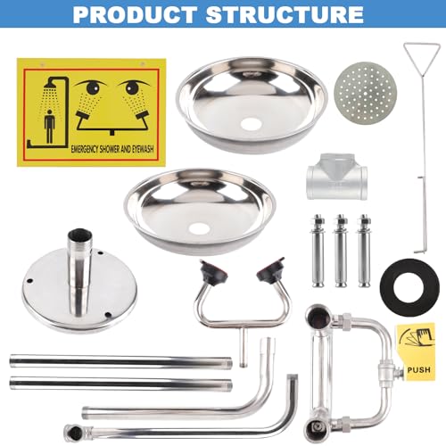 Emergency Eyewash-Shower Station OSHA-Approved - Safety Eye Wash Shower Combination First Aid Eyewash Station Kit