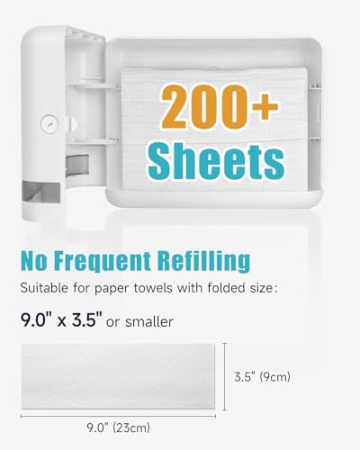 AIKE 200 Sheets Wall Mount Paper Towel Dispenser,Fit Multifold Paper,White - color: White