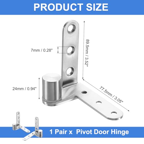 uxcell 180 Degree Pivot Door Hinge, Stainless Steel Heavy Duty Door Hardware for Minimum 25mm Thick Cafe Bar Fence Gate, Maximum Weight 44lbs, Silver