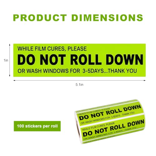 100 PCS Do Not Roll Down Car Sticker, Eye-Catching Auto Window Tint Sticker Waterproof Warning Label, Universal Self-Adhesive Window Film Caution Decal for Most Vehicles - color: 1 Pcs