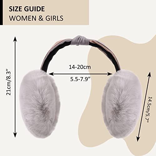 Peecabe Winter Women Earmuffs Faux Fur Unisex Ear muffs Foldable Ear Cover - color: Gray Bow