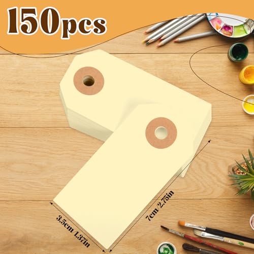 150PCS Blank Shipping Tag, 2 3/4 x 1 3/8 inches Manila Label Tags (Yellow) - color: Yellow