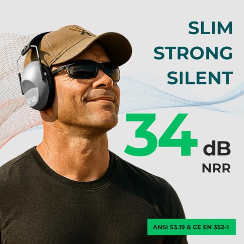 Pro For Sho 34dB NRR Hearing Protection Ear Muffs – Highest NRR Compact Design Ear Protection for Loud Events & Sensory Use - color: Grey, size: Standard