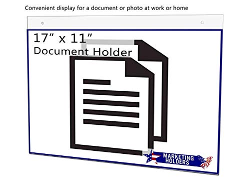10 Pack Wall Sign Holder 17" x 11" Horizontal with 2 Predrilled Holes and Hanging Hardware for Permits and Project Information on Construction Sites Retail Stores Clear Acrylic by Marketing Holders - size: 17" w x 11" h