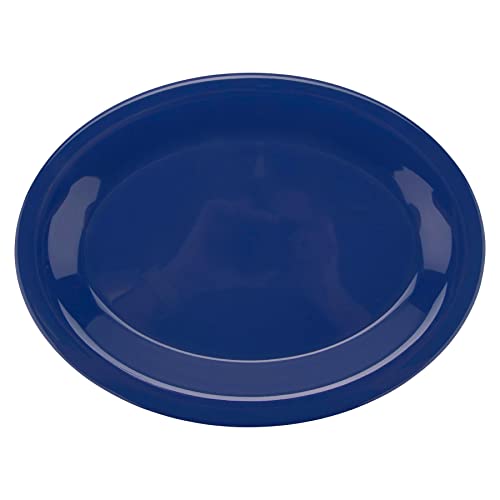 GET OP-120-PB Melamine Oval Serving Platter / Dinner Plate, 12" x 9", Peacock Blue (Set of 12) - color: Peacock Blue, size: 12" x 9"