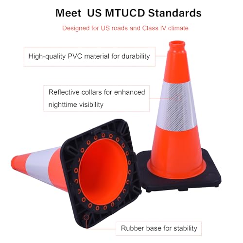 OrangeStar 8 Pack 18" Orange Traffic Safety Cones, PVC Parking Cone - color: Orange, size: 18in