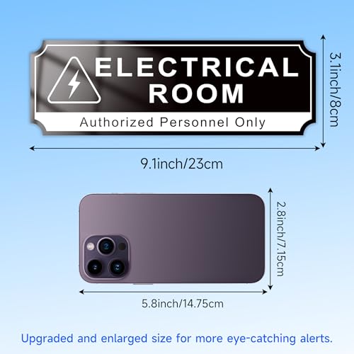 Electrical Room Door Sign for Business,Self-Adhesive Durable Modern Electrical Closet Room Sticker for Home, UV and Weather Resistant Authorized Personnel Only Signs for Business ,Workplace - color: Electrical Room(Black 01)