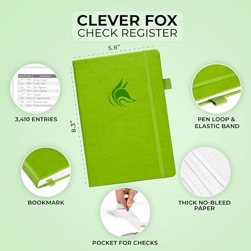 Clever Fox Check Register Book, Checkbook Ledger, 5.8x8.3 Green - color: Green, size: A5 (5.8'' x 8.3'')