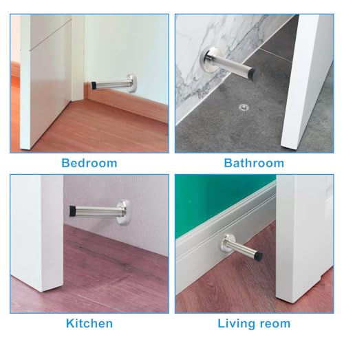 Jiozermi 10 Pcs Silver Door Stopper, Heavy Duty Wall Mounted - color: Silver