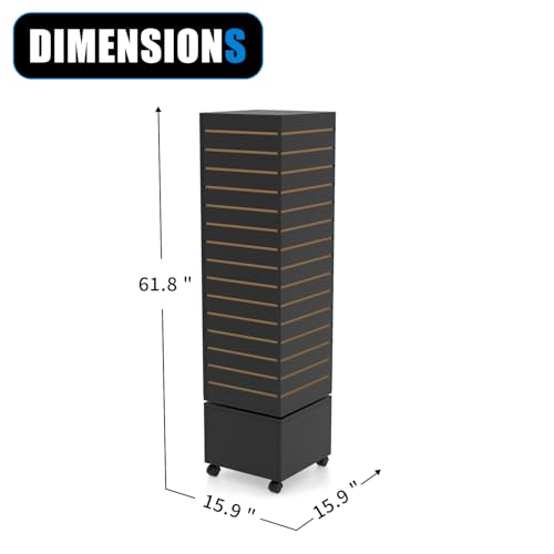 WISDOMFUR Rotating Slatwall Display Rack, Black, 16"x16"x60" - color: Black