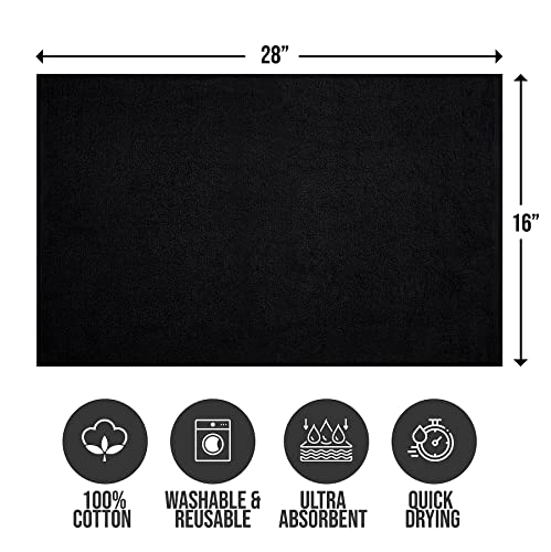 Salon Towels – Pack of 24 (16"x27") 100% Cotton Ring Spun (Not Bleach Proof) Ultra Soft, Highly Absorbent Hand Towels – Bulk for Spa, Gym & Salon (Black) - color: Black