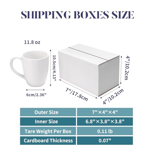 Shipping Boxes 7x4x4 Set of 25, White Corrugated Cardboard Box for Mailing Business Packaging - size: 7x4x4 Inches