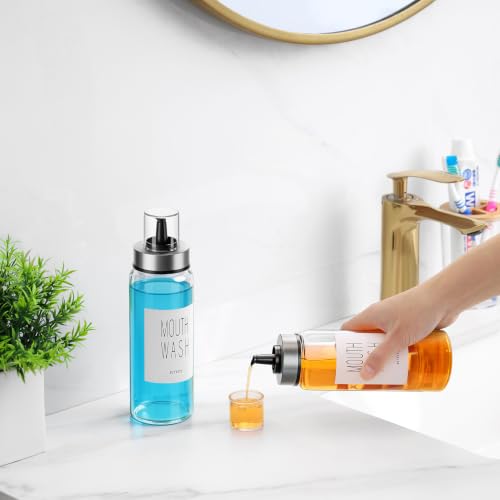 VITVITI Glass Mouthwash Dispenser for Bathroom, Small Container Bottle, 2P - color: 1 clear small