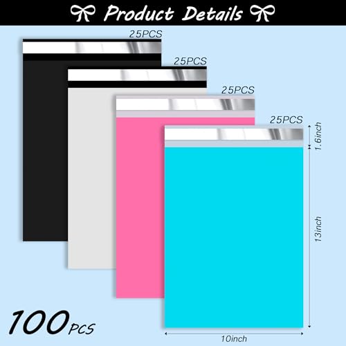 JinRuiKJ 10x13 Poly Mailers Variety Pack of 100, 25Pcs Each Color - color: Mixed Color, size: 10*13inch 100pcs