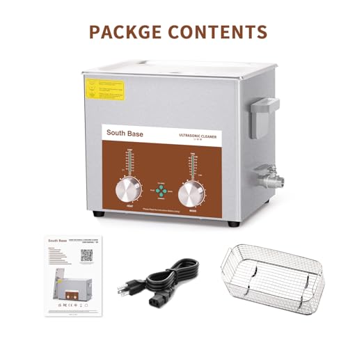 SOUTH BASE Ultrasonic Cleaner,10L 240W Stainless Steel Sonic Cleaner with Cleaning Basket,Timer&Heater,Encoded Ultrasonic Cleaning Machine for Cleaning Parts,Jewelry,Eyeglasses,Chain - size: 10L