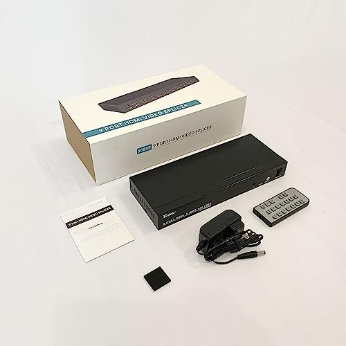 Video Wall Controller 3x3, 4K HDMI Video Wall Processor Supports 3x3, 3x2, 2x3, 2x2, 4x2, 2x4-1 Input & 9 Output - size: 1 in 9 out - 3x3
