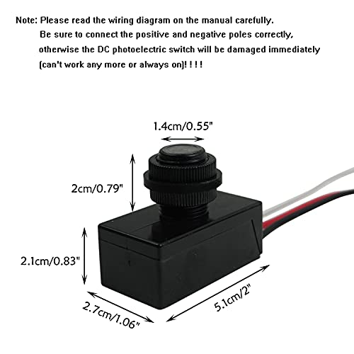 2 Pack DC8-50V Photoelectric Light Control Switch, 5A
