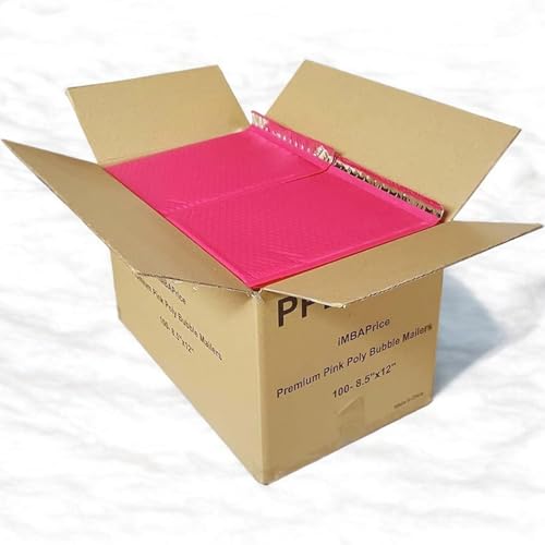 iMBAPrice 8.5x12 Inch Hot Pink Bubble Mailers #2 – 100 Pack Self-Seal Padded Envelopes, Waterproof Bubble Cushion Mailers for Small Business Packaging & Shipping - color: Pink Poly Bubble, size: 8.5"x12" Poly (100 Envelopes)