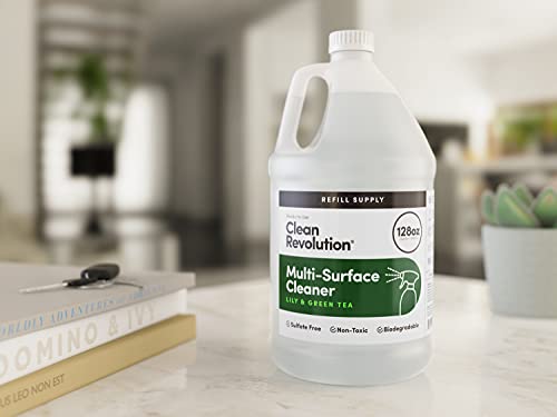 Clean Revolution Multi Surface Cleaner Refill Supply, Non-Toxic, Eco-Friendly & Plant-Based, Ready to Use, Lily & Green Tea, 128 Fl Oz (1 Gallon) - size: 128 Fl Oz (Pack of 1)