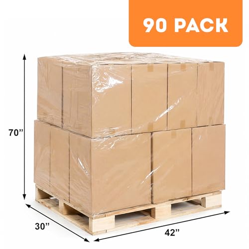 APQ Pack of 90 Plastic Pallet Covers 42 x 30 x 70. Clear Reusable Low Density Polyethylene Pallet Bag Covers 42x30x70. Thickness 2 mil. Ideal for Industrial Needs, Warehousing, Transportation. - size: 42" x 30" x 70" / 2 mil / 90 Pack