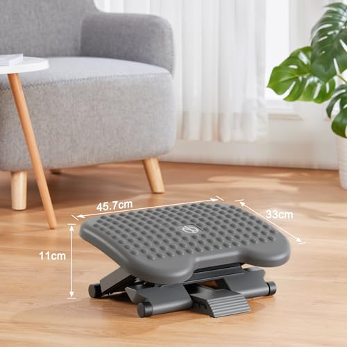 HUANUO Adjustable Foot Rest for Under Desk with 3 Height Position, Gray - color: Gray, size: 17.13X13.19 Inch