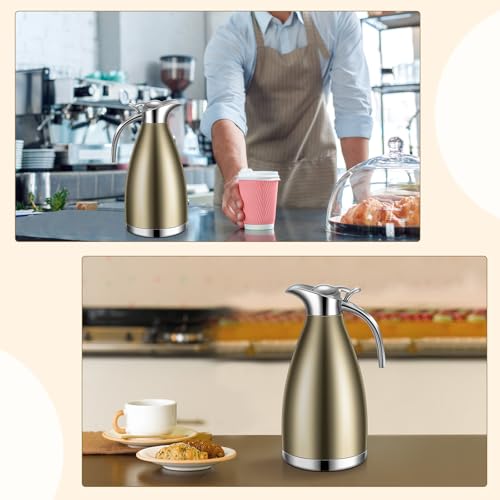 Uiifan 2 Pcs 68oz Thermal Coffee Carafe for Keeping Hot/Cold - color: Champaign Gold
