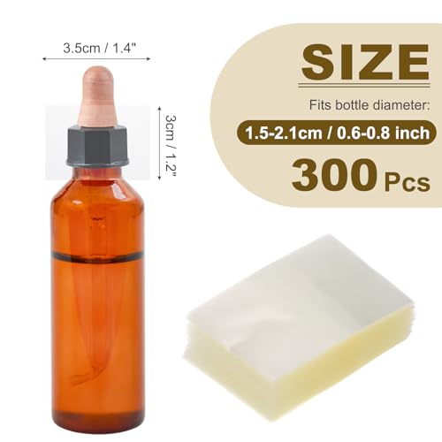 PATIKIL Shrink Wrap Bands 1.4"x1.2"/35x30mm 300pcs PVC Clear Bottle Seals - size: 1.4 x 1.2 Inch