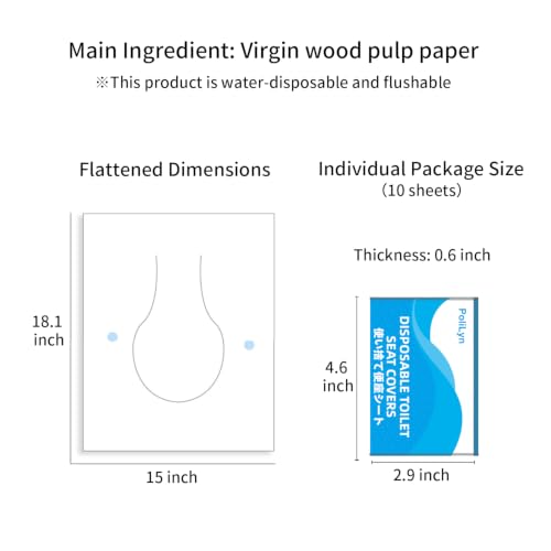 Disposable Toilet Seat Covers | 10 Sheets x 5 Packs, Adhesive Secured, Physical Isolation Design | Travel Accessories for Public Restrooms, Camping & Airplane (50, M)