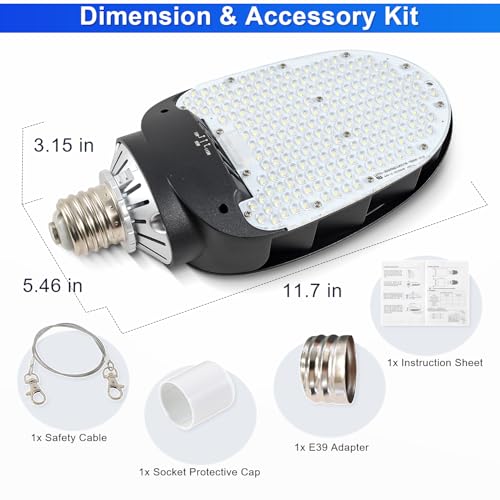 LED Shoebox Corn Light Bulb, 75/95/115W Selectable 5000K Rotatable E39 Base - size: 4 Pack